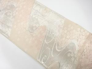 流水に小花模様織り出し　袋帯